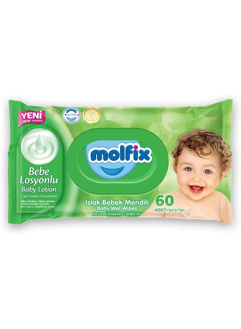 Molfix Pack of 60 Baby Wipes with Lotion - Image 1